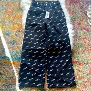 NWT Cider black wide leg trousers with cider logo jeans size small